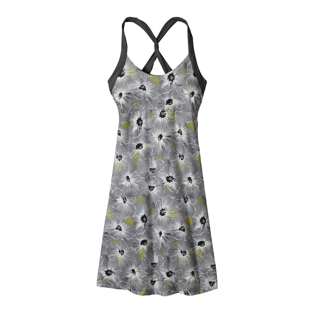 Patagonia Women's M Gray Yellow‎ Floral Morning Glory Athletic Dress Shelf Bra